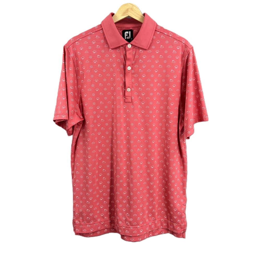 FootJoy Pink Polo Shirt Lisle Weather Print Quick Dry Golf‎ Mens Small